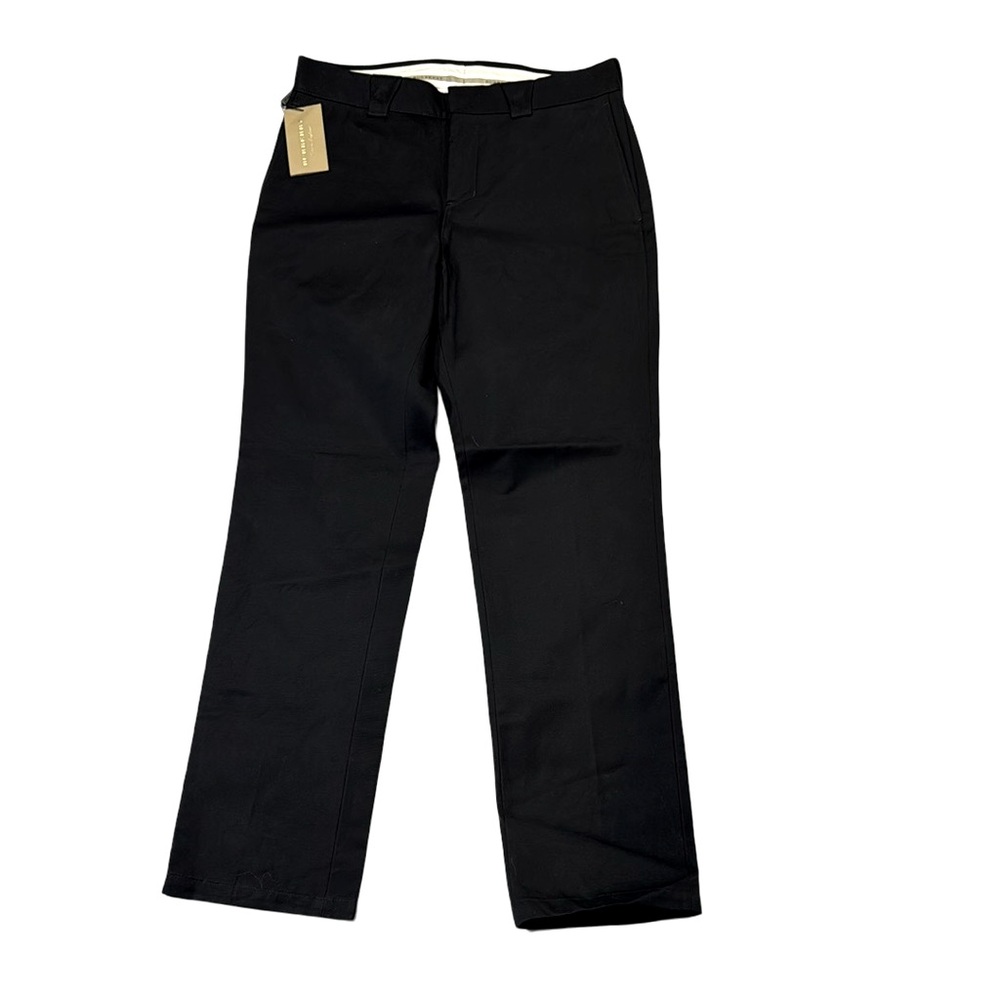 NEW Burberry womens 40 black wide leg cotton blend chino trouser pants NWT $550